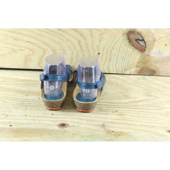 Sergio Tomani Sandals Womens Sz 7.5 Ada BlueLeather 38 Wedge Slip On Colombia - Picture 4 of 9